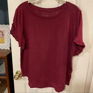 Ruffle sleeve linen tee